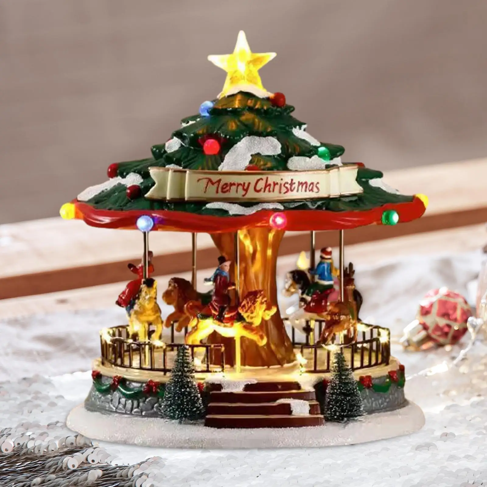 

Lighted Christmas Carousel Music Box Musical Box for Bedroom Xmas Decoration