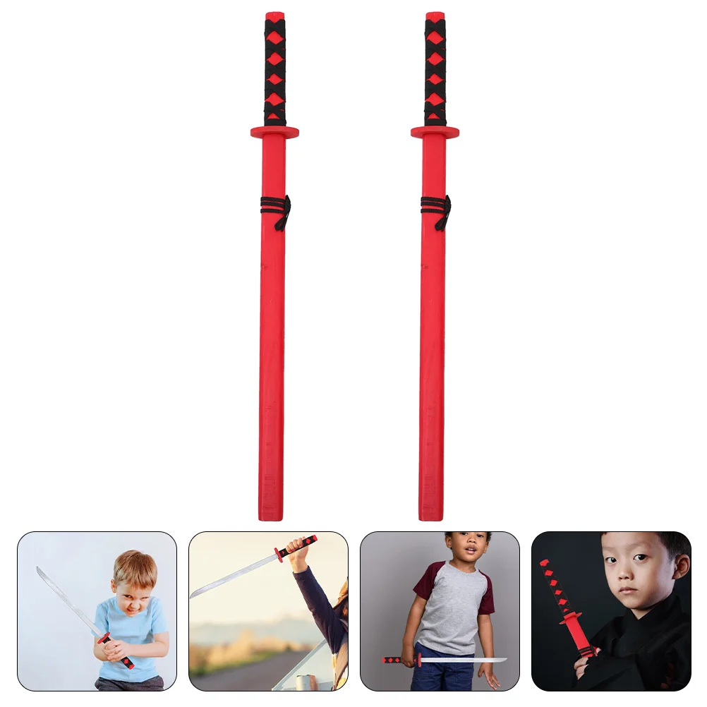 

2 Pcs Wooden Sword Portable Samurai Child Children’s Toys Childrens Swords Props