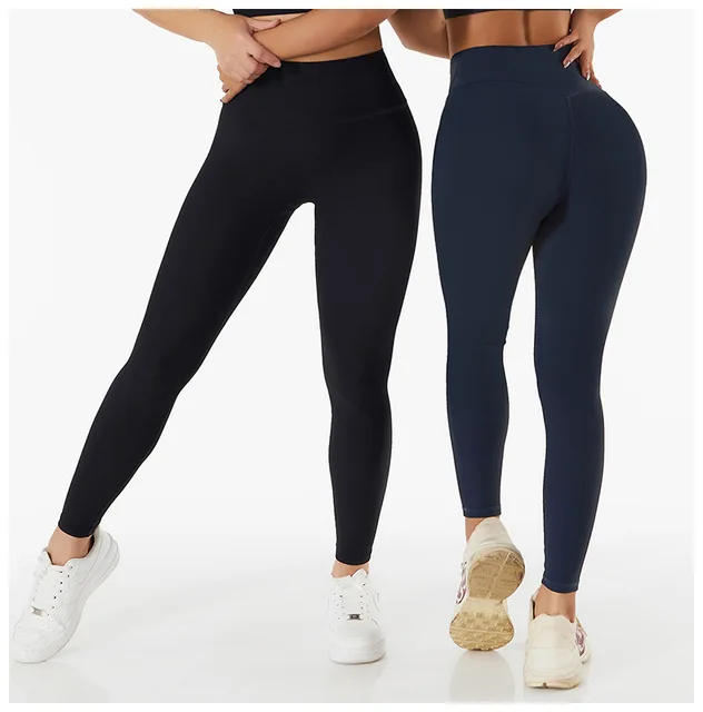 New Ribbed Seamless Yoga Pants High Waist Gym Leggings Sport Women Fitness Female Legging Tummy Control Running Tights 2