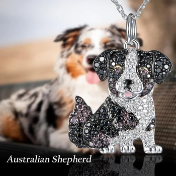 Collana con ciondolo pastore australiano squisito e carino per le donne Eleganti gioielli per cuccioli di animali Accessori per animali Regali per gli amanti dei cani 1