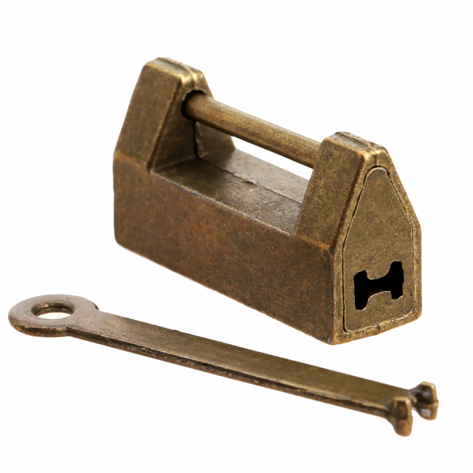 Accessori Per Mobili Vintage Cinese Vecchia Serratura + Chiave In Ferro Ottone Antico Scatola Di Legno Per Gioielli Lucchetto Retrò Per Cassettiera Pe