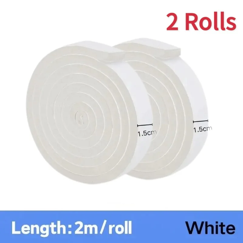 D-Shape Foam Weather Stripping - 8.2FT High Elasticity Door & Window Seal Tape (White, 2 Rolls)