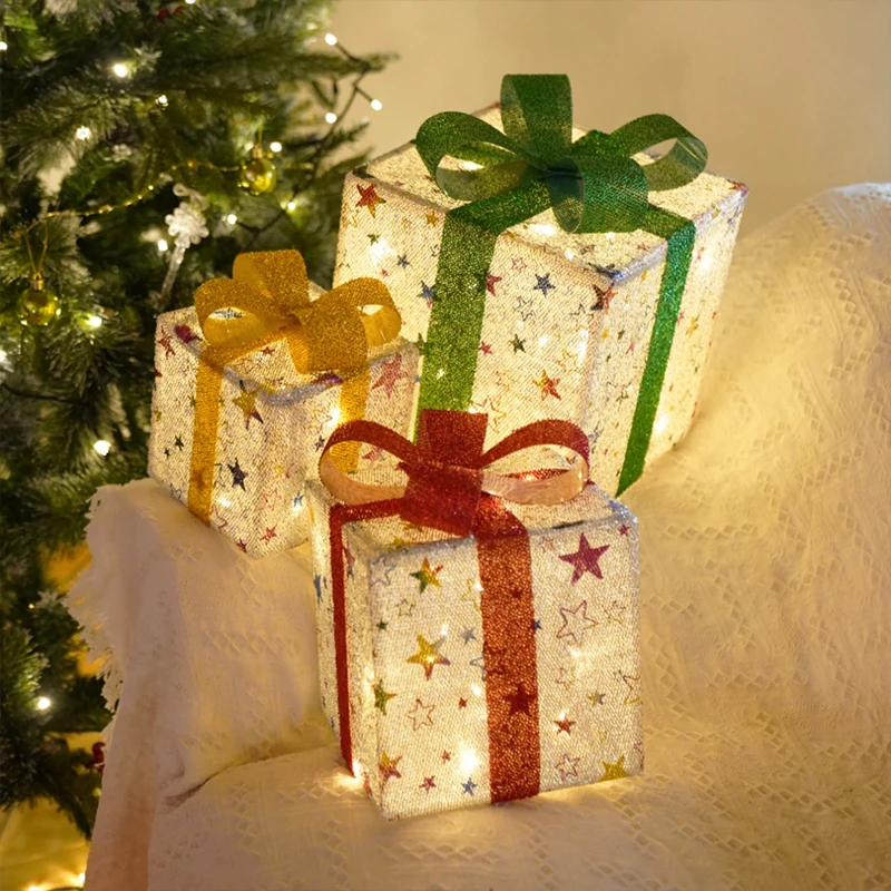 Gift Boxes Lights with Remote Control, Set of 3 Smart Luxury Present Boxes Lamp, for Holiday, Gift, Party, Winter, Home Decor 2