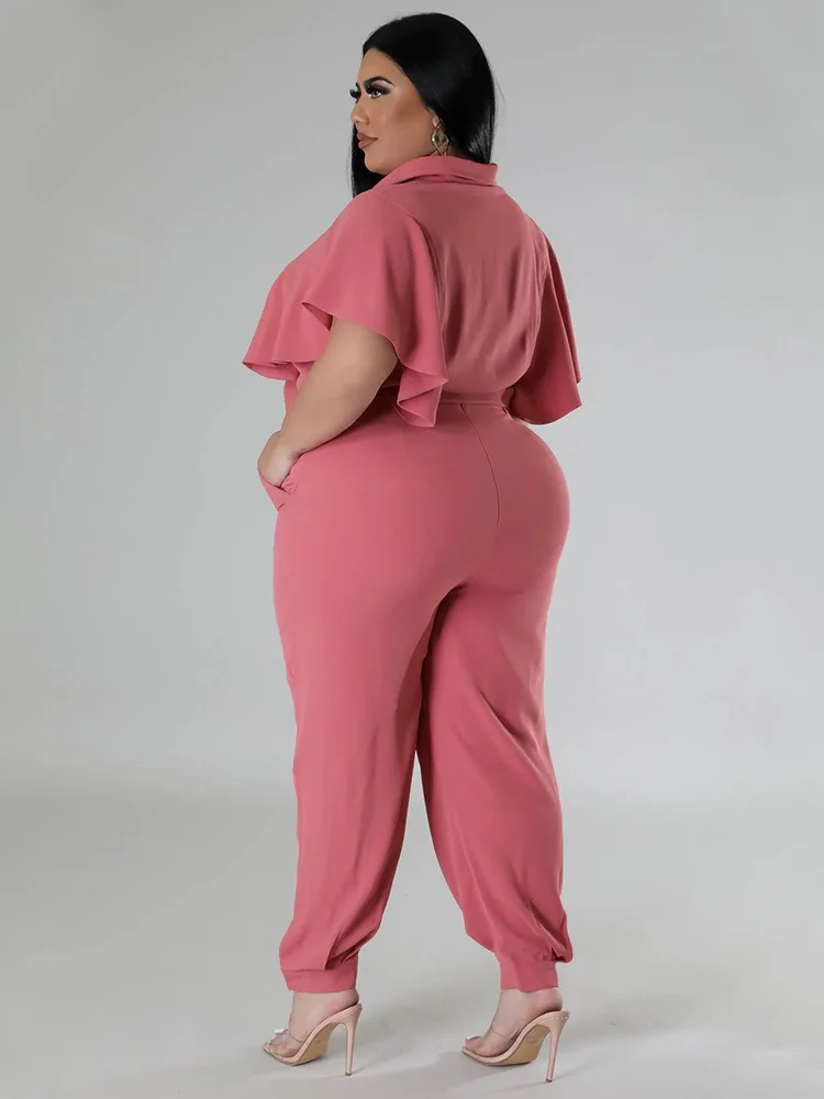 Wmstar Plus Size Women Clothing Two Piece Set Summer Button Up Solid Color Fashion Casual Pants Sets Wholesale Dropshipping 2025