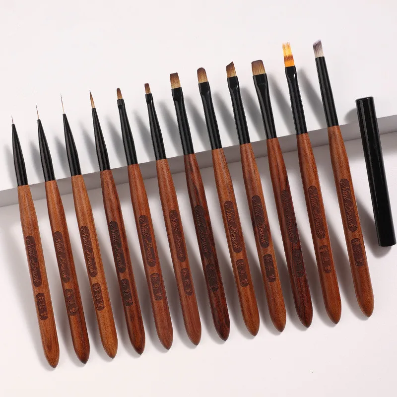 12Style Nail Art Brushes Set Nail Liner Brush Nail Painting Pen Acrylic UV Gel Brushes Crystal Ombre Manicure Tool N
