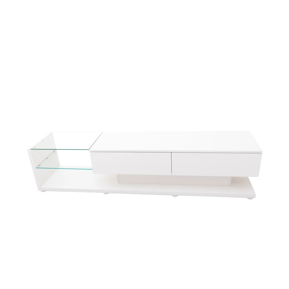 PINGGO Moderner TV-Schrank Rustikales Holz LED-Beleuchtung Glaspartitionen Wohnzimmer-Aufbewahrungsmöbel – Detail 11