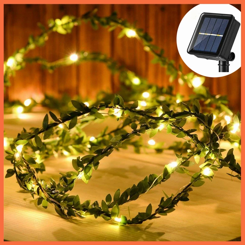 

Solar String Lights Led Artificial Vine Maple Leaf Fairy Light Ip65 Waterproof Outdoor Garland Lights for Wall/fence/party Decor