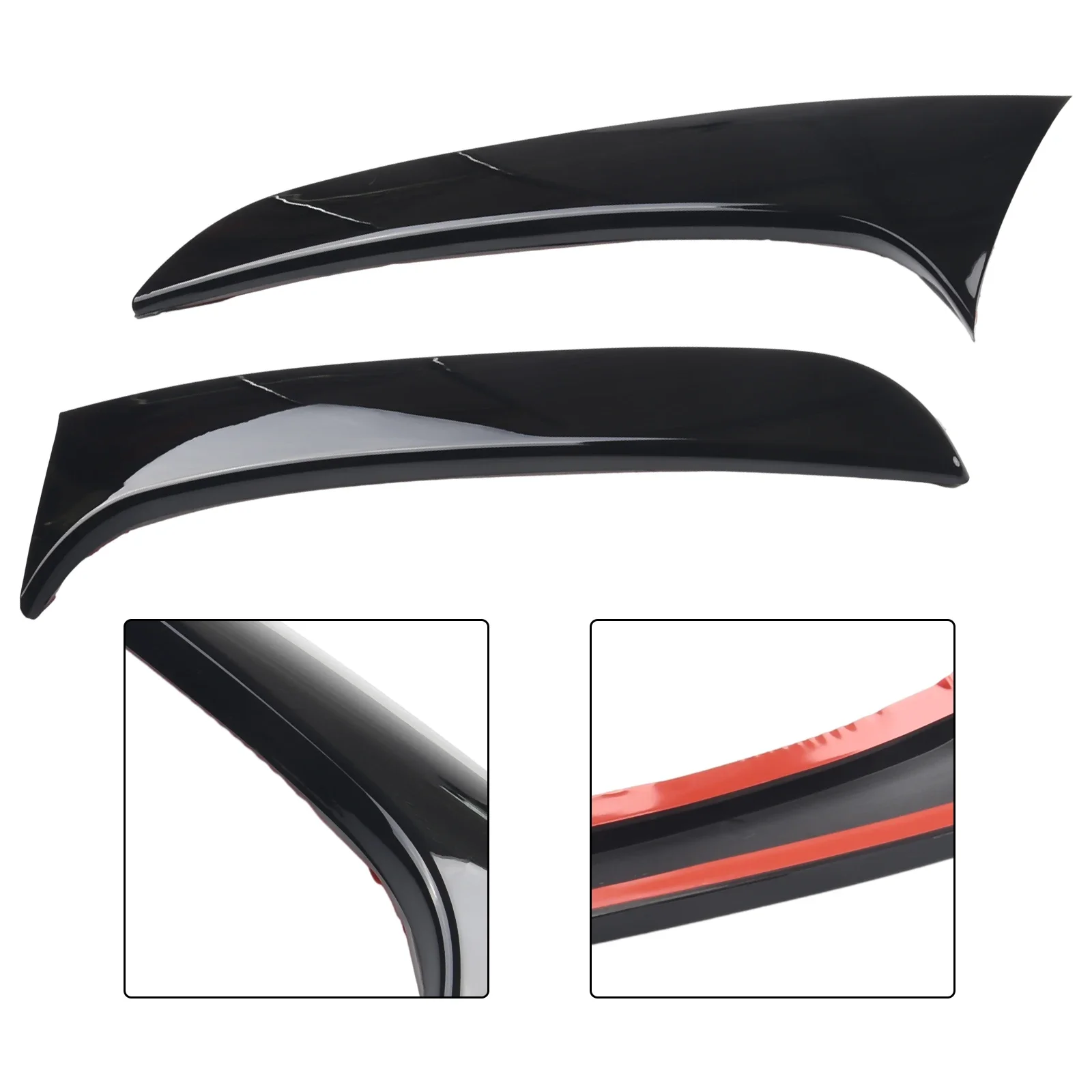 후면 유리 사이드 스포일러, 블랙 장식, 인테리어 액세서리, 플라스틱 후면 문짝 유리, 내구성 없음, 36*8cm, 1 쌍