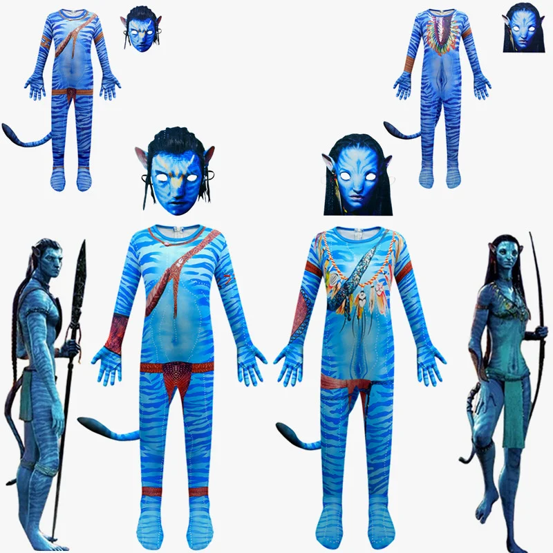Bambini Avatar The Way Of Water Alien Cosplay 3D Tuta Ragazzi Ragazze Avatar Cosplay Costume Maschera Halloween Zenti Party Body