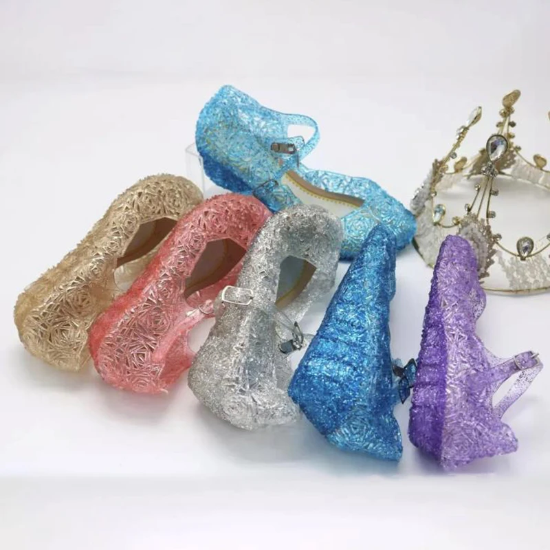 

Children Sandals Fashion Girls Clogs Costume Party Sandals Candy Color Hollow Out Crystal Princess Shoes