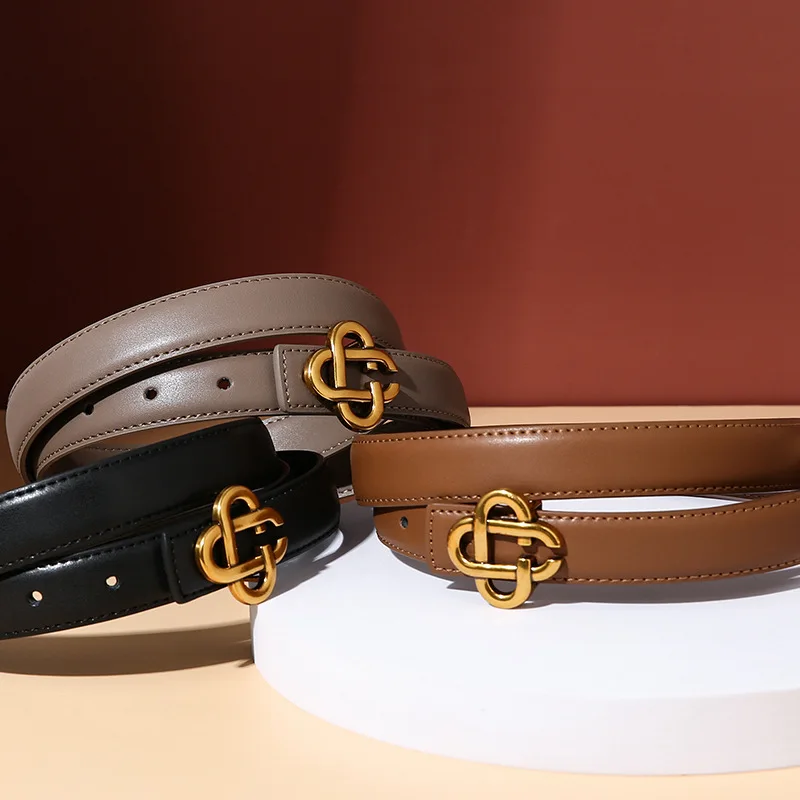 

New Women's Fashionable Retro Bronze Buckle Female Belts For Women Matching Trouser Suit Design