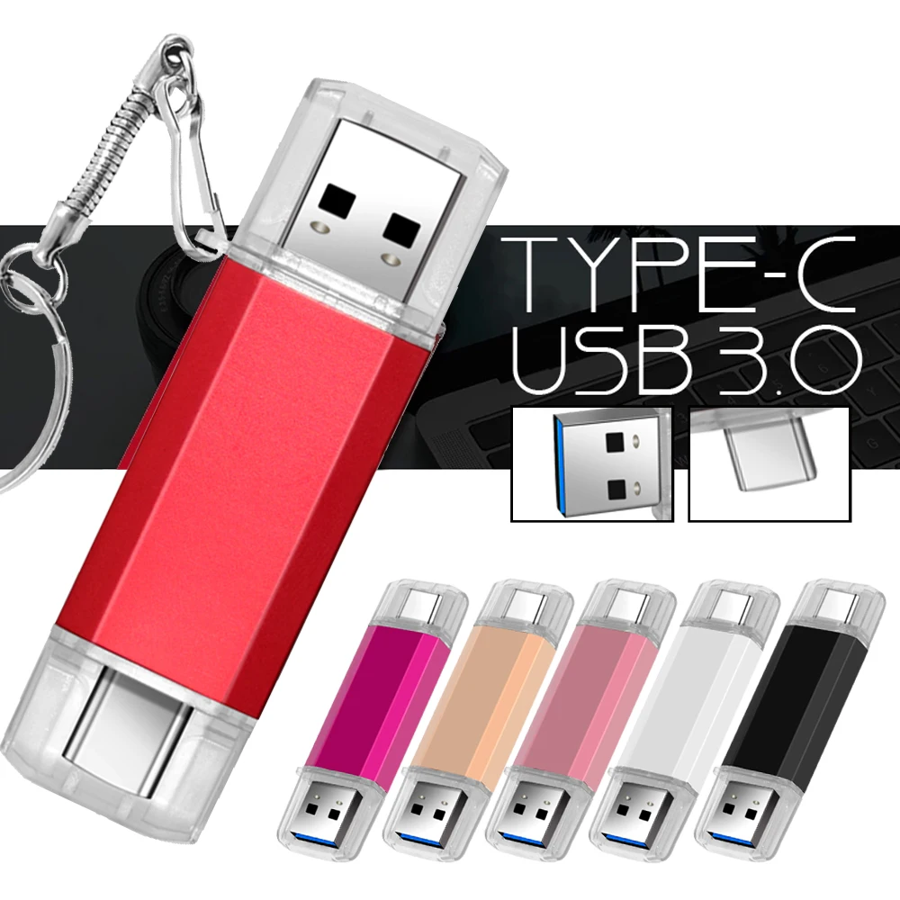 USB Flash Drive Flash Drive Type C Pendrive Metal OTG 3.0 USB flash drive Pen Drive 8GB 16GB 32GB 64GB 128GB for Type-C device pen drive Gifts