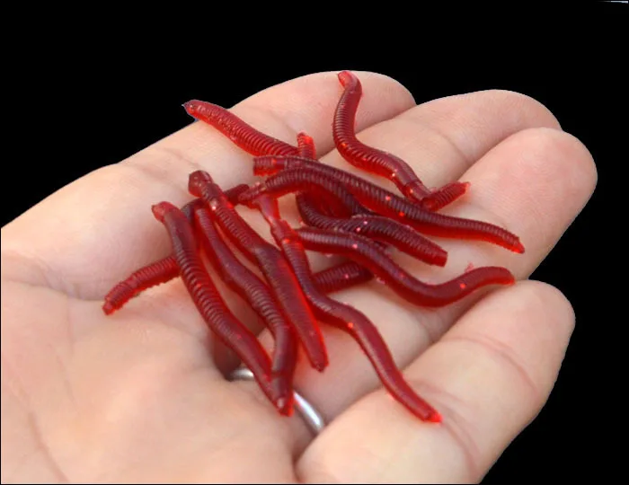 Angelköder, roter Regenwurm-Köder, 3,5 cm, 0,2 g, weiche Rig-Wurmköder, Brassen-Karpfenköder, Lot 50 Stück – Detail 3