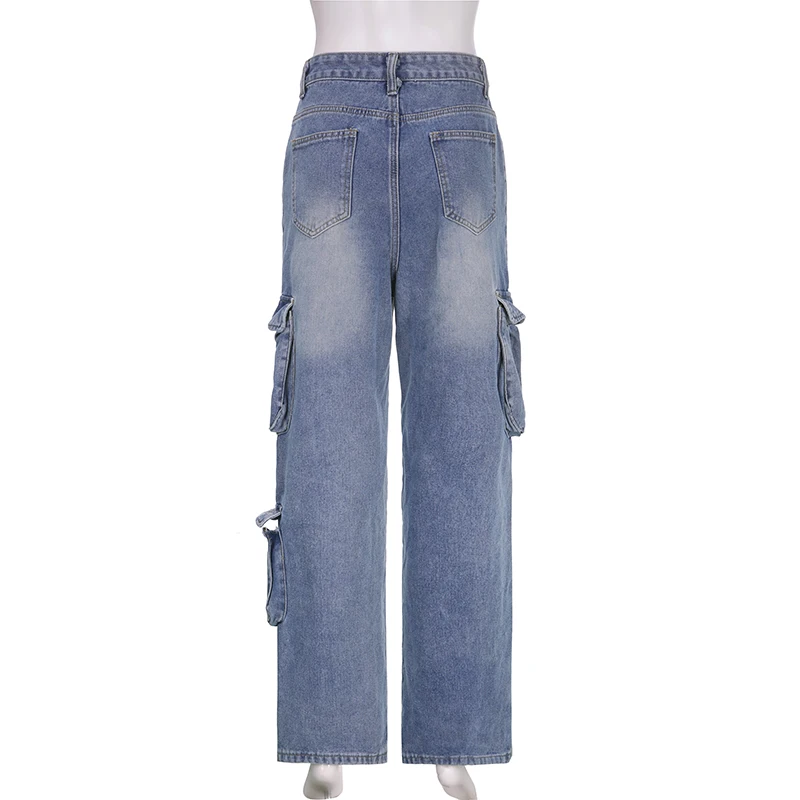 Description Picture 6 of itemAotvotee High Waisted Jeans Cargo Pants Women Y2k Baggy Jeans Retro Streetwear Denim Cargo Pants Loose Casual Pants Overalls