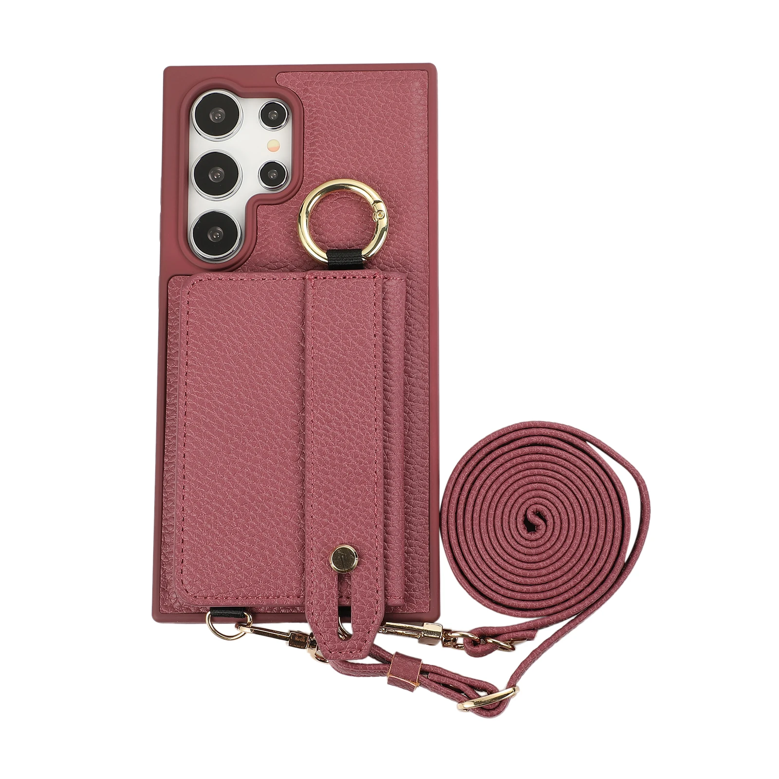 

For Samsung Galaxy S24 S23 Ultra Crossbody Bag Luxury Leather Lychee Ring Phone Case for Galaxy S24 S23 Plus Shockproof Funda