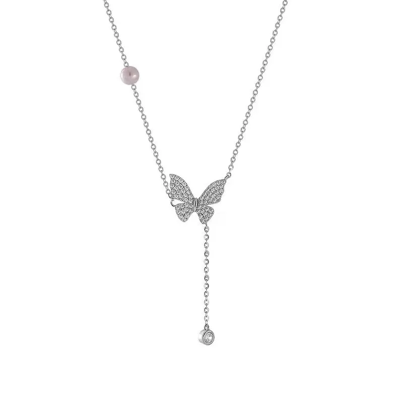

Silver Chic S925 Sterling Silver Fall at a Glance Butterfly Clavicle Chain Women's High-Grade Light Luxury Necklace 2022 New