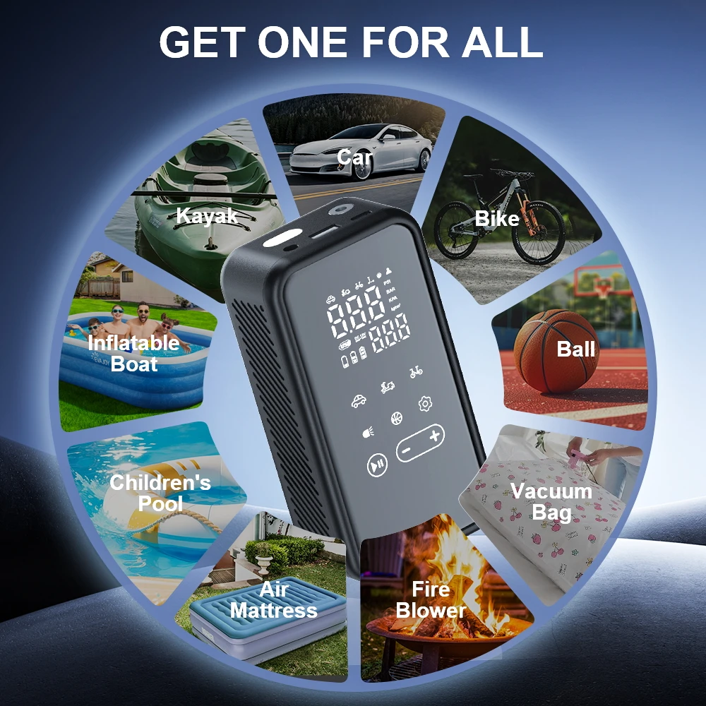 Air Pump YIJU Touch Screen Wireless Portable Electric Tire Inflator For Car Bicycle Motorcycle Air Compressor Injector