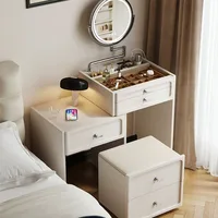 Table de toilette moderne pour femmes avec miroir de maquillage, accessoires, tiroirs de rangement, meubles de chambre à coucher 3