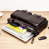 Genuine leather men's briefcase with double front pockets, large capacity computer bag, diagonal cross handbag 3