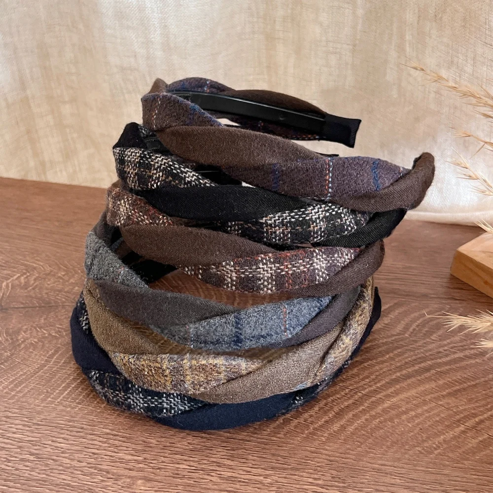 Neue Haarreifen mit Gittermuster für Damen, elegante Haarbänder zum Waschen des Gesichts, modische seitliche Haarbänder für Mädchen, Accessoires – Detail 3