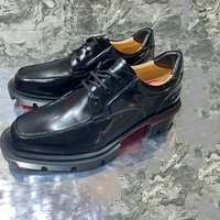 Fashion Men's Black Lace-up Genuine Leather Business Shoes Male Square Toe And Heel Spring Autumn Luxury Oxfords Causal Shoes 1