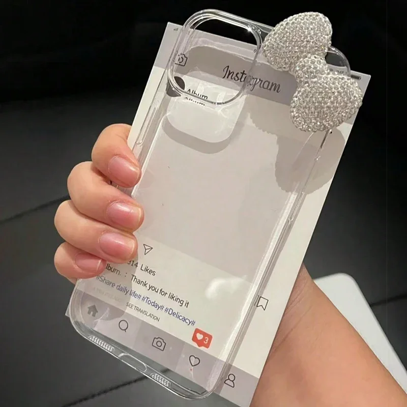 Luxury Bling 3D Diamond Bowknot Phone Case - Lovely Soft Clear Cover