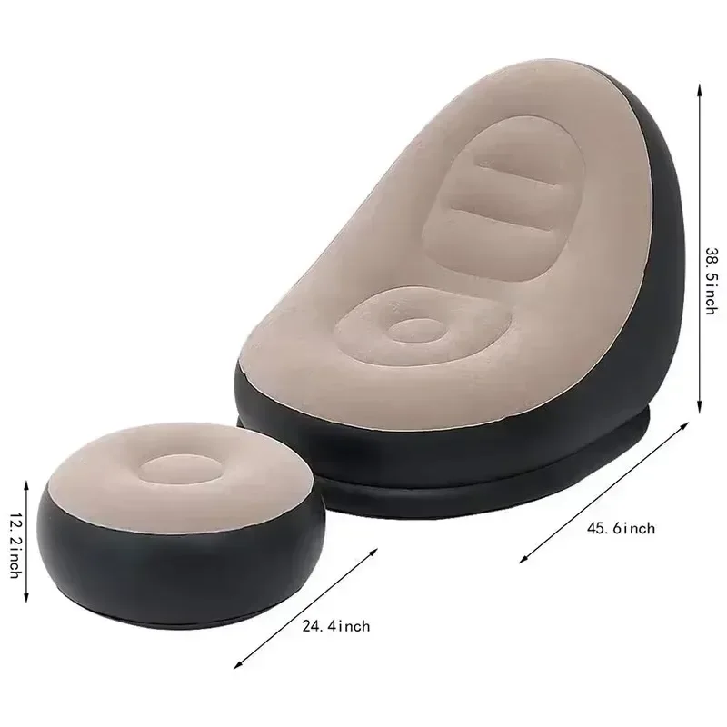 Lazy Inflatable Sofa Outdoor Chair Foldable Lounge Chair Set Footrest PVC Air Cushion Sofa Living Room Furniture Household Items - Image 6