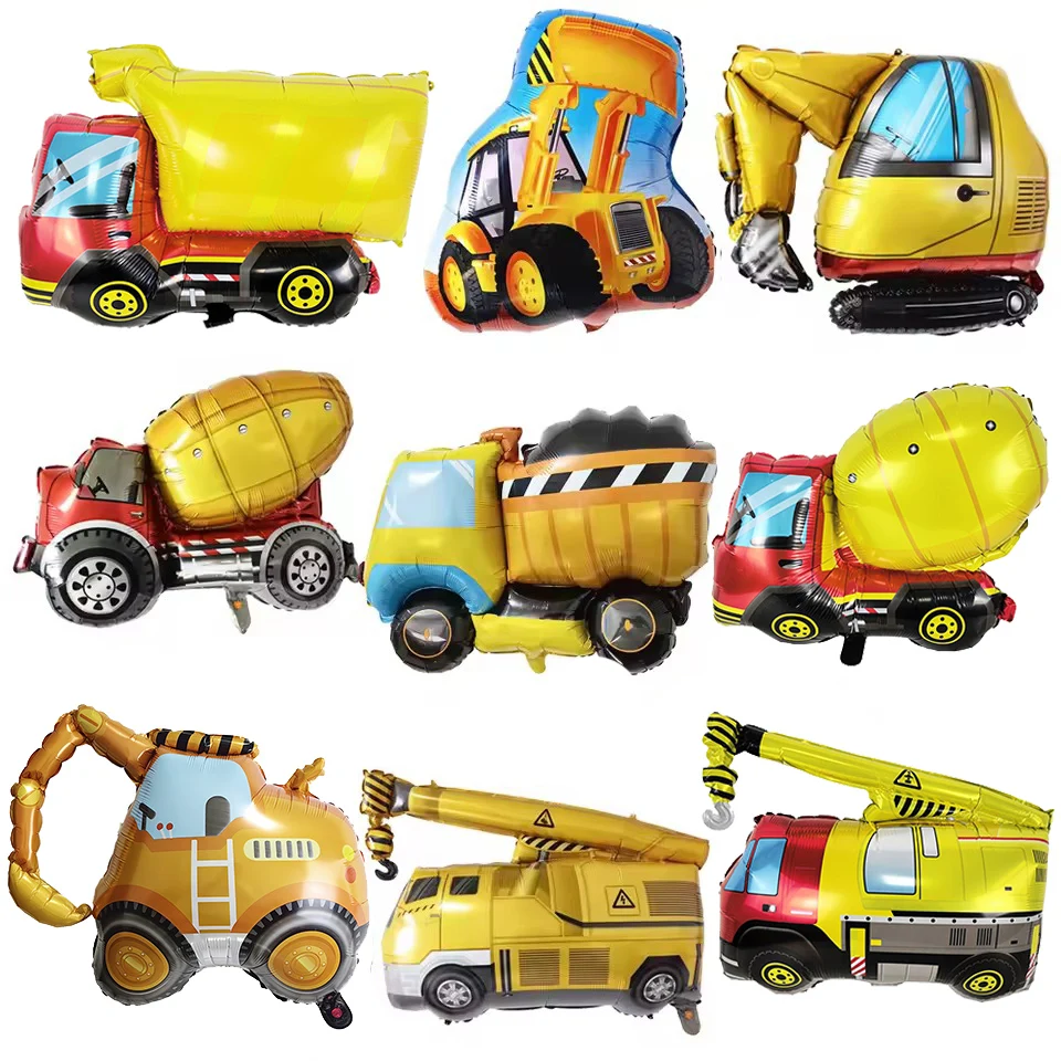 Construction Vehicle Foil Balloons Set for Boys Birthday Party Decorations