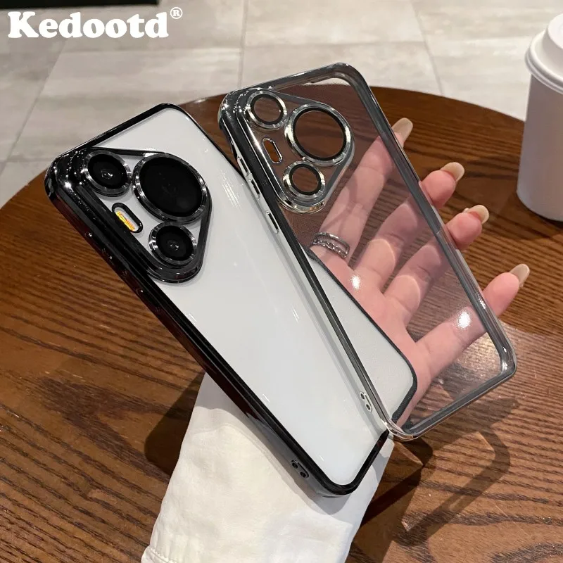 Transparent Plating Camera Protection Silicone Case For Huawei P70 Ultra Pura 70 Pro Shockproof Glass Soft TPU Clear Phone Cover_voghion.com