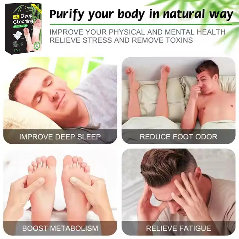 12pcs Mugwort Charcoal Foot Patch for Health Care