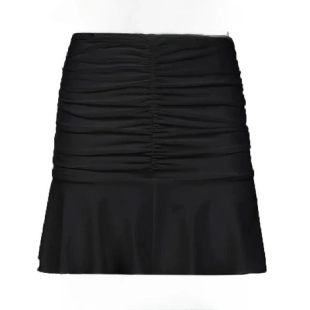 

ZSIIBO Summer Women's Solid Color Wavy Waist Pocket Half Skirt