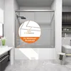 Bathtub Sliding Doors, Semi-Frameless Bypass Tub Doors, 56-60 inch W x 56 inch Height, 1/4 inch Tempered Safety Glass, Brushed 6