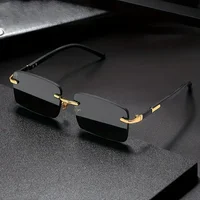 Lunettes de soleil rectangulaires sans bords, mode populaire pour femmes et hommes, petites lunettes de soleil carrées pour femmes et hommes, Oculos de voyage d'été 1