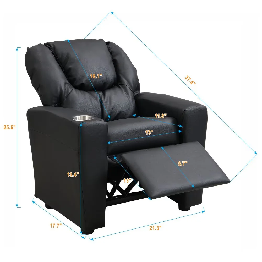 Upholstered Couch sofa, Deluxe Kids Recliner with Cup Holders for Snacks & Drinks - Durable and Easy to Assemble 2