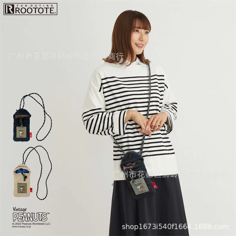 New Snoopy Anime Phone Bag Cartoon Cute Silk Rope Hanging Phone Bag Down Coat Style Single Shoulder Bag Girls Toys Gifts
