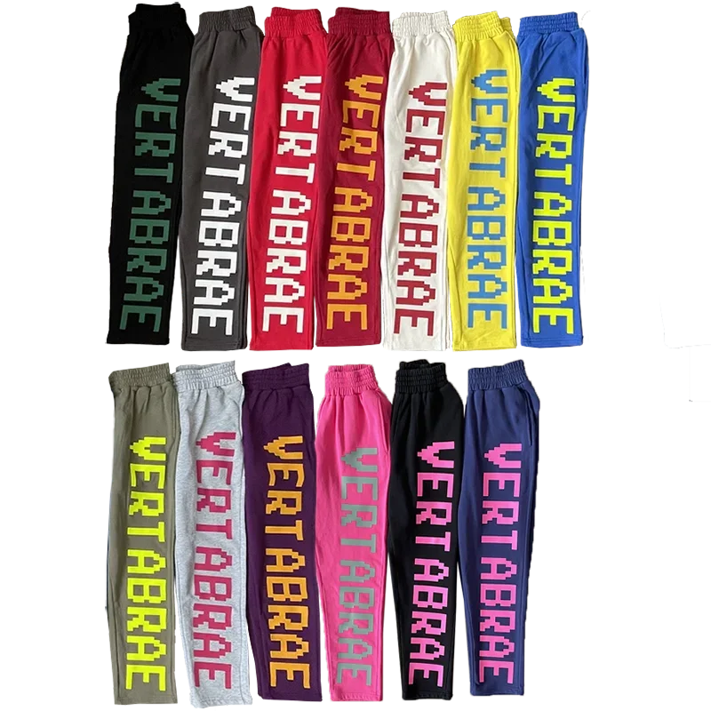 Vertabrae 스웻팬츠 남녀공용 캐주얼 바지 컬렉션, 입체 문자 멀티 컬러 스..