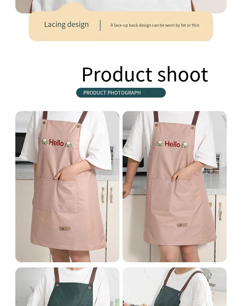 Hallo Brief gedruckt wasserdichte Schürze Küche Kochen nach Hause große Tasche Lagerung Backen Schulter Schürzen Hotel spezifisch praktisch – Detail 6