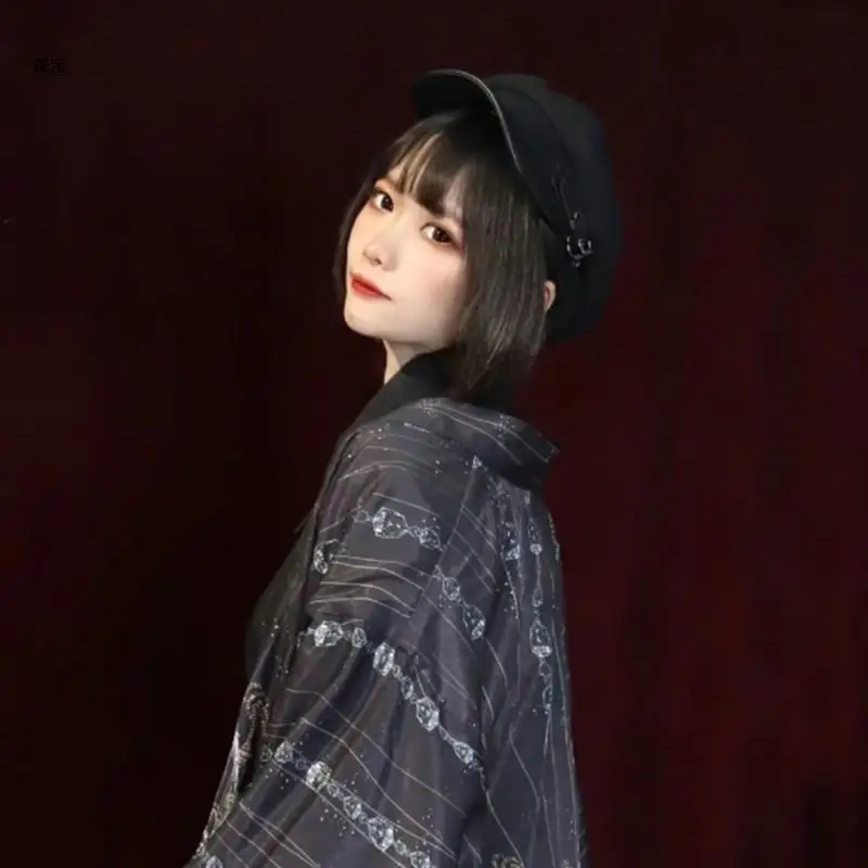 X5QE 레트로 베레모 빈티지 화가 모자 모자 한국어 가죽 버클 팔각형 모자 문학 화가 모자 소년 소녀 청소년을위한 선물