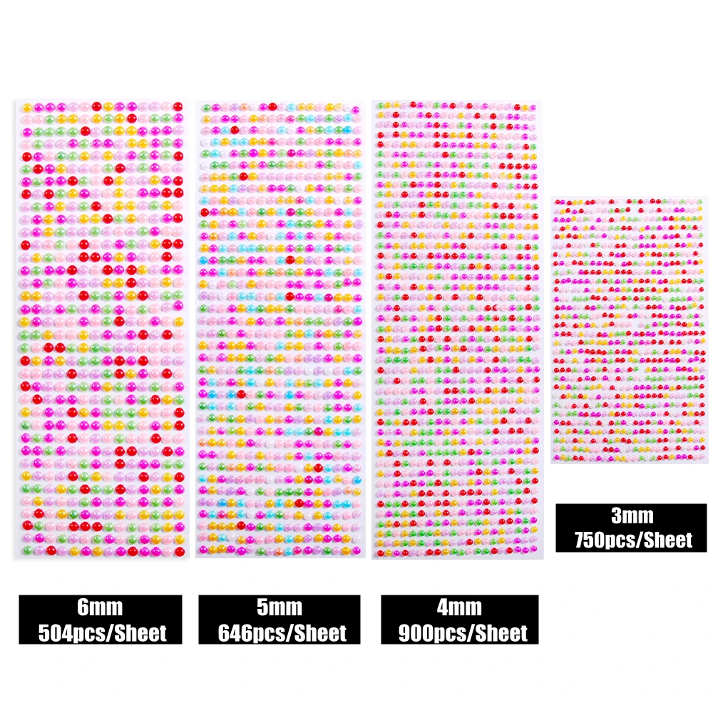 3mm/4mm/5mm/6mm White/Beige/Color Pearl Sticker Decor Rhinestones DIY Charm Clothes Nails Home Accessories