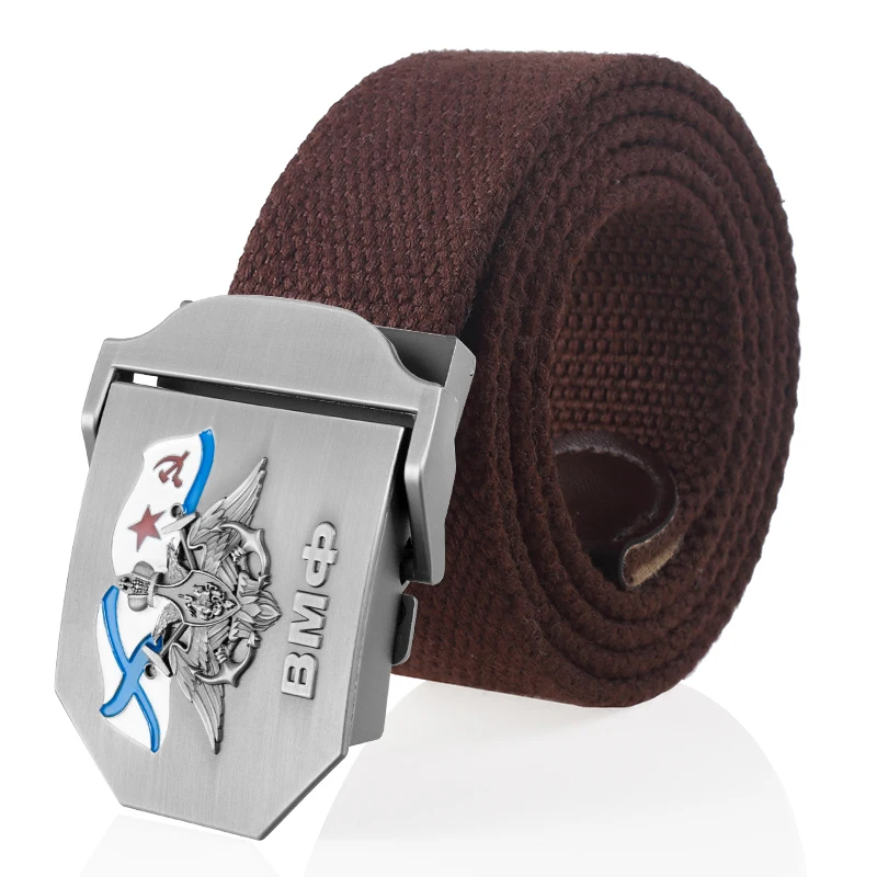SupSindy Männer Frauen Canvas Gürtel 3D Russische Marine Metallschnalle Jeans Bund UdSSR ВМФ Militärsoldaten Taktische Gürtel Männlicher Riemen – Detail 12
