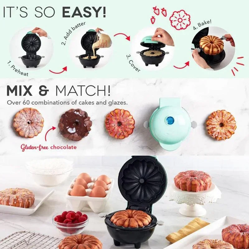 NEW Mini Waffle Makers  Non-Stick Waffles Machine Kitchen Cooking Breakfast Pumpkin Pie Molds Egg Cake Mini Oven Waffle Pot 2024 3