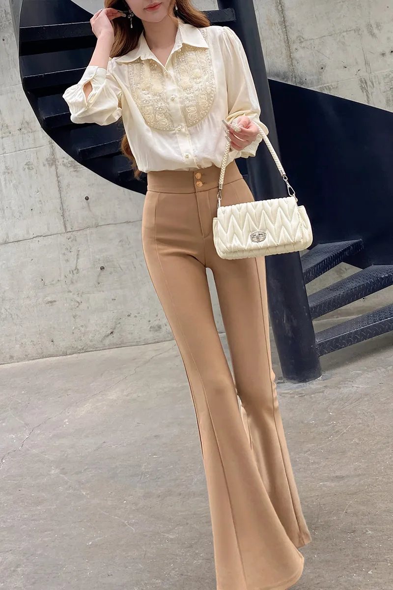 

DABUWAWA TTienda Vestidos Elegantes Para Mujeres Knitted Flare Pants Draped legging Women American Retro Empire Y2k DA1ALP003