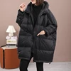 Lagabogy 2024 New Winter Women White Duck Down Loose Jacket With Hood Female Thick Warm Outwear Casual Over Size Patchwork Coats 2