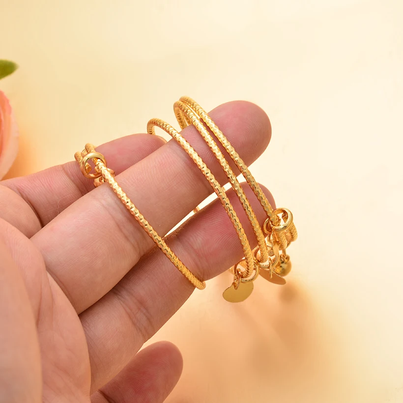 Gold Color Baby Bangles Dubai Jewelry Bracelet Bangles kids Children African gifts kid Birthday present 2