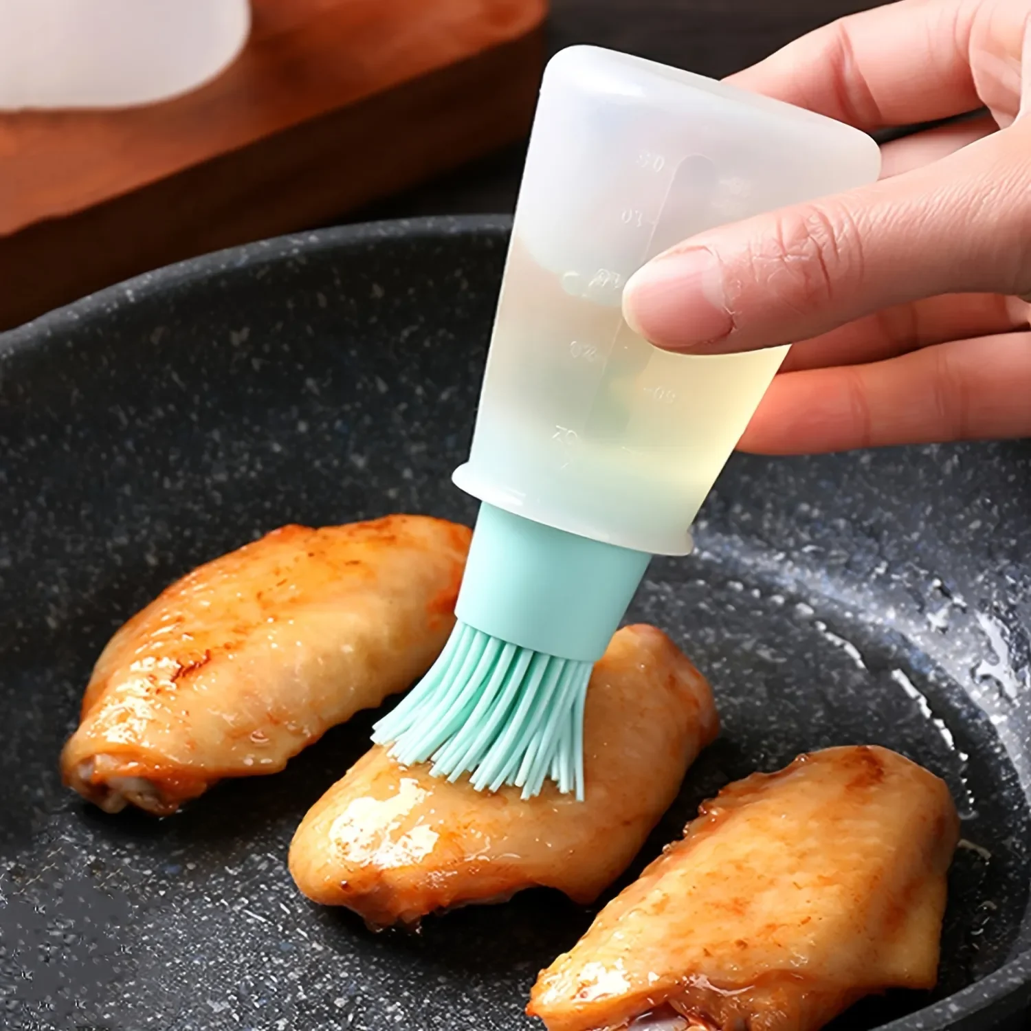 

2PCS Silicone Flat-bottomed Barbecue Oil Bottle Brush BBQ Brushes