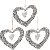3 Pcs Heart Shaped Hanging Decorations Door Wreath Rattan Wicker Wall Decor Living Room Bedroom Kitchen Home Decor Wind Chimes 1