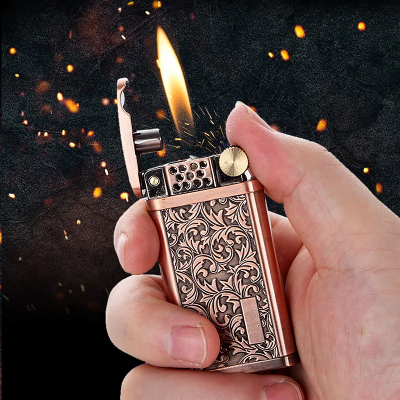 

New retro Tangcao Fuguihua grinding wheel kerosene lighter metal personalized lighter cross-border distribution