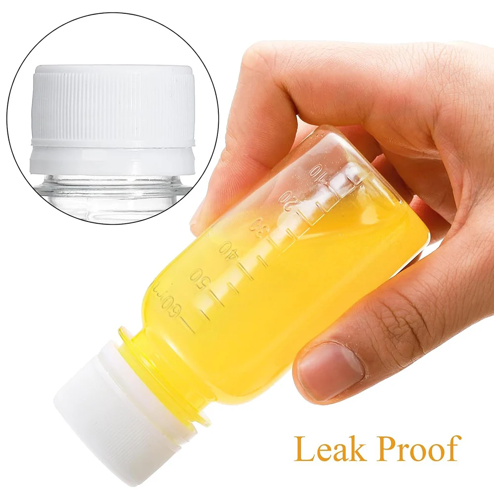 Small Shot Bottles GingerBottles Mini Clear Plastic Bottles Mini Liquor/Travel Bottles Juice Potion Liquids Whiskey 2 oz