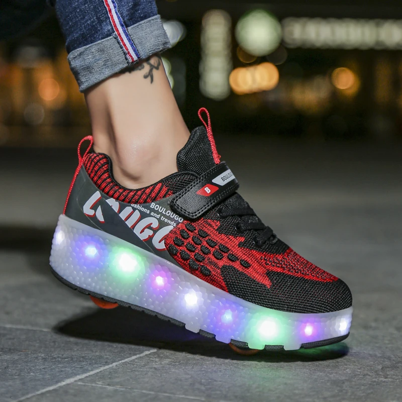 Zapatos luminosos para niños y niñas, zapatillas de Skate con con USB, talla 30 40| | - AliExpress
