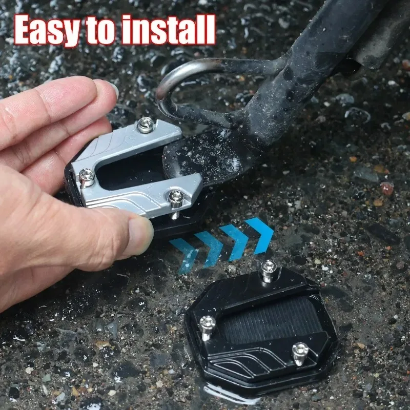 CNC Aluminum Alloy Motorcycle Bike Kickstand Extender Foot Side Stand Extension Pad Support Plate Anti-skid Enlarged Base